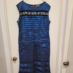 km collections milla bell long blue dress Sleeveless 18 Polyester Zip